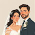 couple portrait wedding portrait illustration
