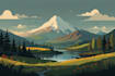 create flat landscape illustration of nature