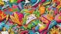 create custom mural design, wall art, graffiti mural, restaurant mural, doodle