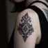 create custom birth flower one line art,,tattoo illustration