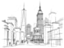 draw architectural, urban, cityscape sketch