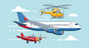 draw aircraft, airplane, helicopter into a vector cartoon