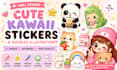 design cute kawaii stickers and doodles illustration