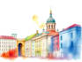 paint architecture or cityscape in watercolor