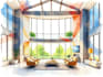 do render architecture and interior concept in watercolor