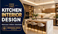 design modern kitchen interior, layout and 3d render