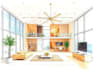 render architecture and interior concept in watercolor