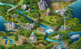 do hand draw illustrated map, vector map, fantasy game map design site map plan