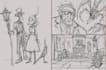 draw a concept sketch of characters, objects, background