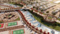 design mixed use commercial building from 2d plan, visualize master plan render