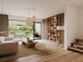 3d prefab modular building, residential space project design, cabin house render