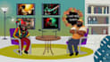 create a professional 2d animated podcast video with talking characters