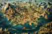 fantasy map, map, illustration, isometric map
