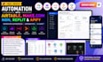 build airtable automation, make com workflow, replit and apify integration