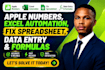 do apple numbers, excel automation, fix spreadsheet, data entry and formulas