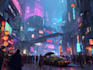 do cyberpunk futuristic city art