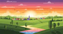 draw a flat vector landscape illustration