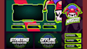 design animated stream overlay, kick, twitch logo, banner emotes, twitch overlay