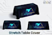 design a modern canopy tent, table cover and feather flag