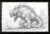 draw monster or fantasy creature in sketch illustration