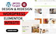 design and redesign wp website using elementor pro as a full stack developer