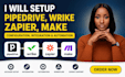 setup pipedrive to wrike zapier make conigurastion integration automation