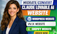 migrate claude ai code lovable to wordpress website design wix shopify migration