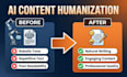 humanize ai content, rewrite articles and proofread professionally
