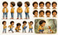 create character model sheets expressions and turnaround for childrens books
