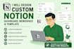 design a custom notion dashboard, workspace and template