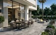 cgi render for beach villa,3d duplex house exterior, outdoor lounge layout,patio