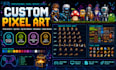 create minecraft mario pixel art characters, mushroom meme animate spritesheets