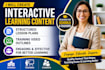 create interactive course content, design tutorial training video course