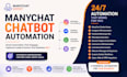 do manychat instagram, facebook, whatsapp autiomation manychat chatbot workflow