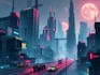 do cyberpunk scifi futuristic city