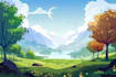 draw a flat vector landscape illustration