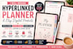 design etsy digital planner, hyperlinked planner,