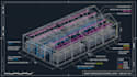 create 3d prefab greenhouse design solar panel, lightning and irrigation system