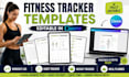 create fitness tracker templates, canva design, journal, editable, planner