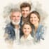 create a watercolor family portrait