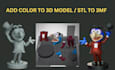 add color to 3d model, stl to 3mf multi color slice files for bambu