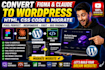 convert figma design and claude website to wordpress html css code migrate