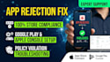 fix app store policy rejection setup google play console apple developer account