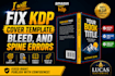 fix KDP cover template, bleed, and spine errors