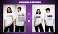 provide 30 bubble typography t shirt designs bundle