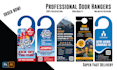 door hanger, rack card, postcard and dl flyer
