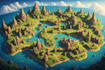 illustrate a marvelous fantasy concept map design
