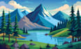 create flat landscape illustrations of nature