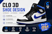 create clo 3d shoe, sandal models, realistic cgi renderings and 3d animations