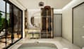 recraft 3d open living interior, luxury apartment,private residence,panel render